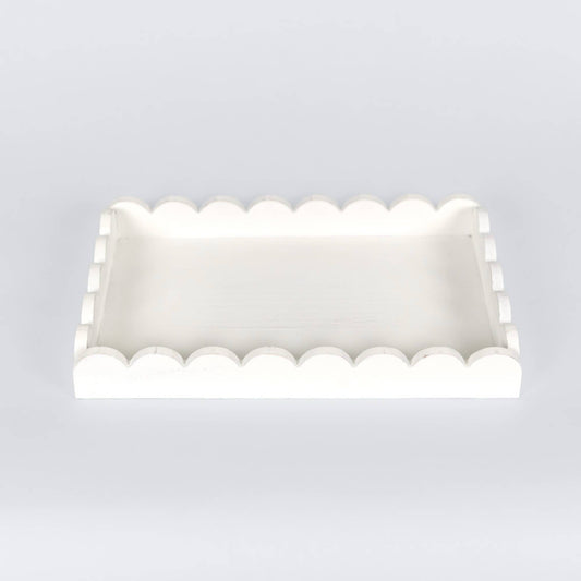 Wood Scallop Tray - White