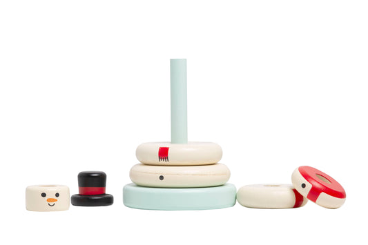 Frosty Stacks: Wooden Snowman Stacking Toy Set