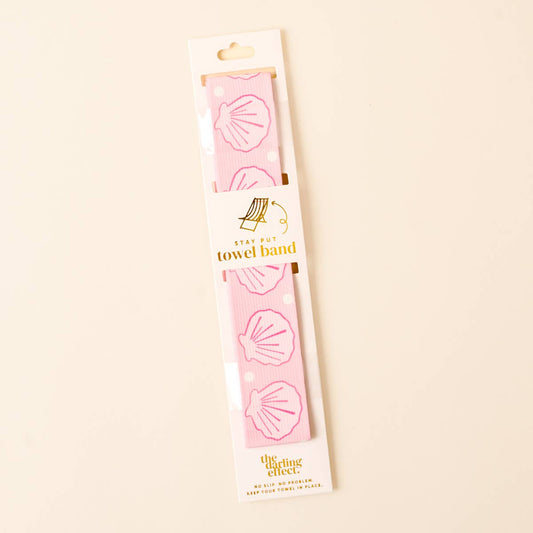 Stay-Put Towel Band - Pink Seashells