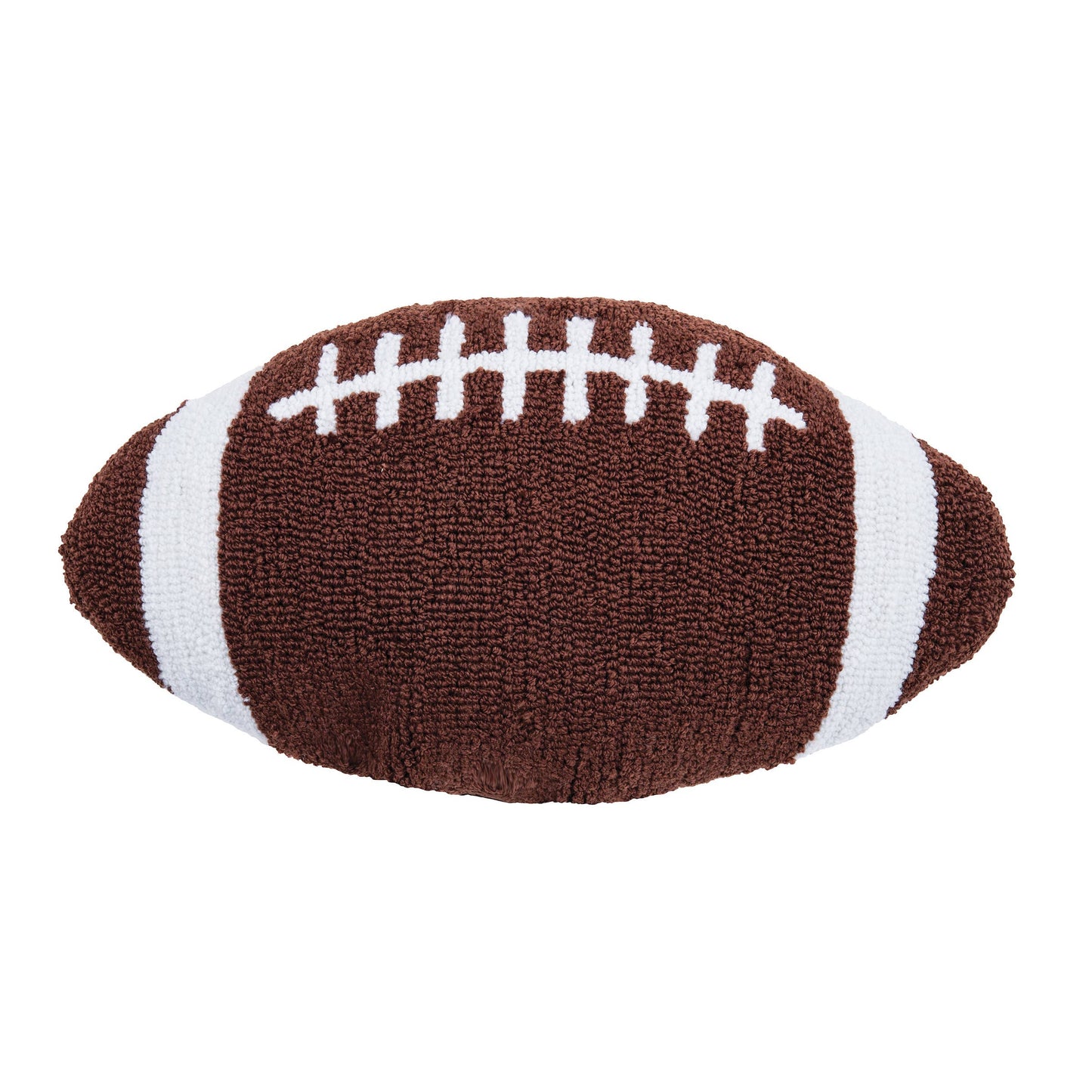 Football-shaped throw pillow for football touchdown season