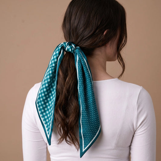Gingham Green Twirl & Tie Scarf