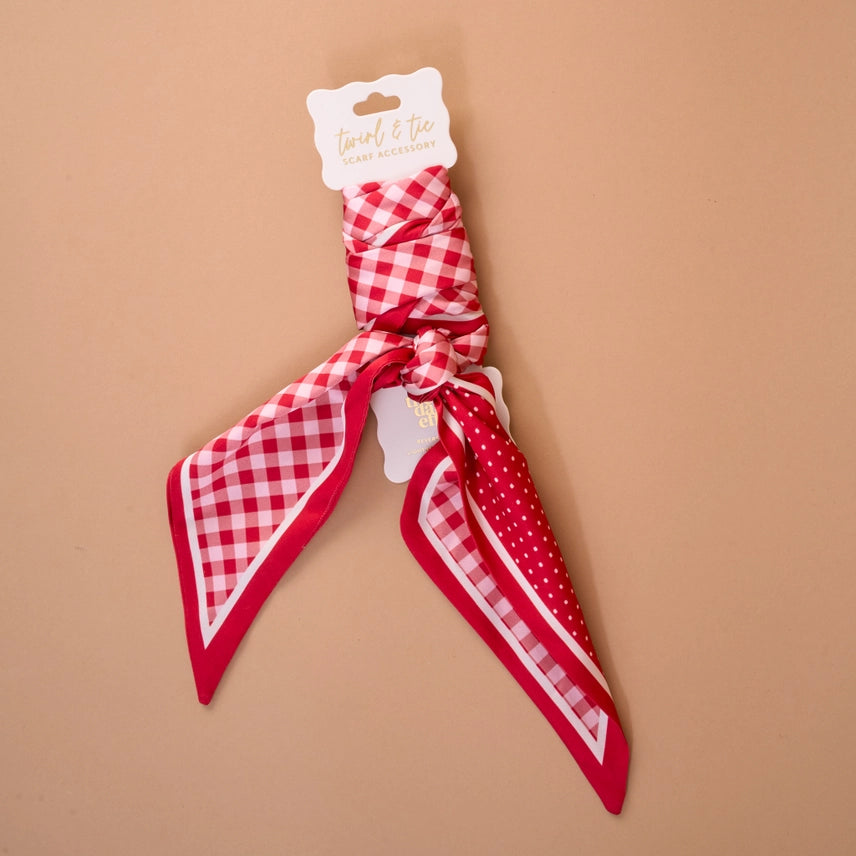 Gingham Red Twirl & Tie Scarf