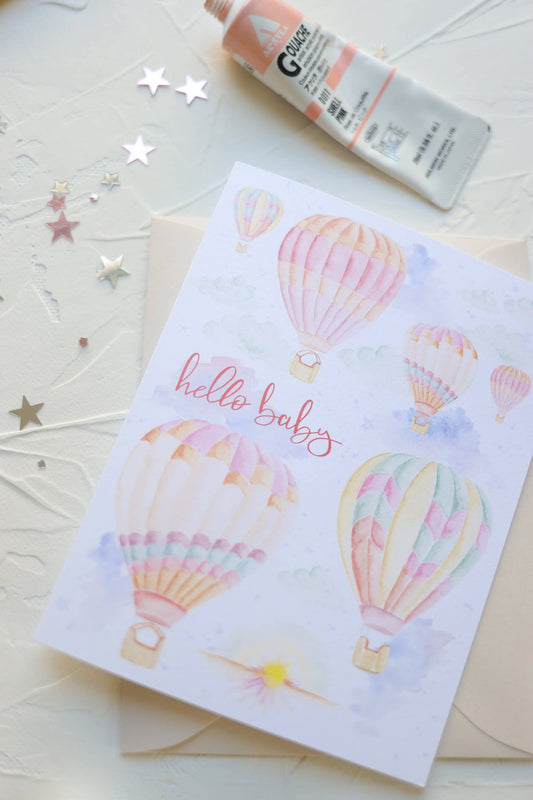 Up, Up & Away Hello Baby Card