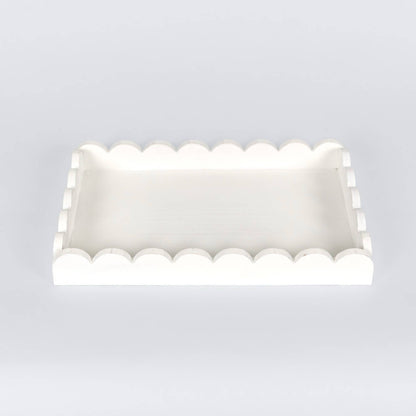 Wood Scallop Tray - White