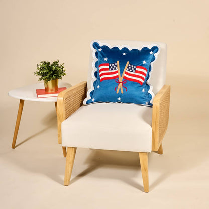 Scalloped American Flags Pillow