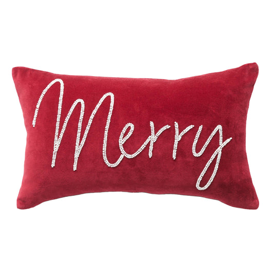 Merry Red Velvet Throw Pillow