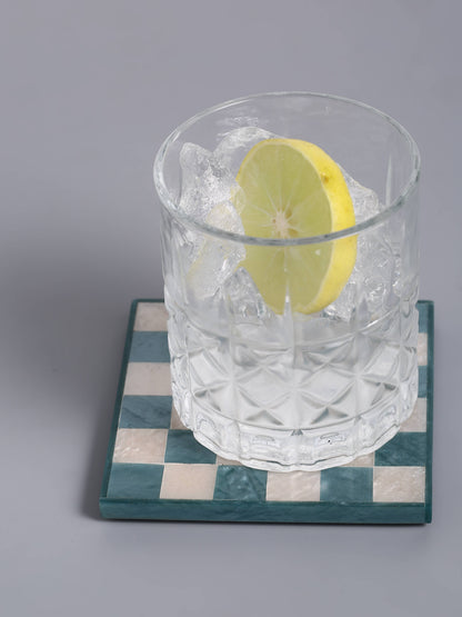 Checked in Blue Coasters - Set of 4