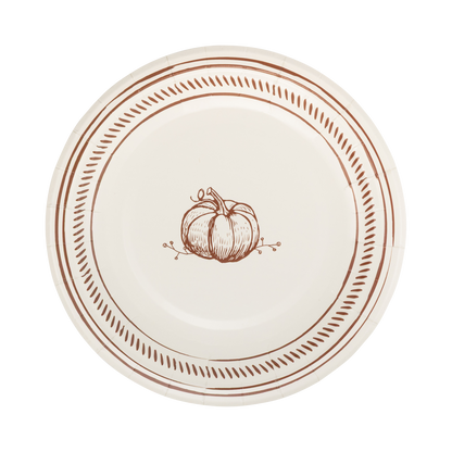 Pumpkin Line Art Paper Plate