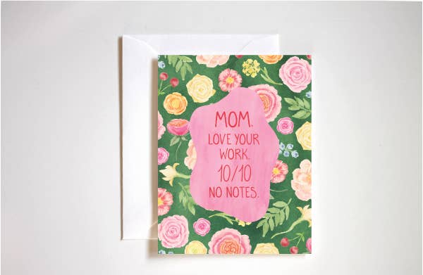 Mother's Day Greeting card with floral design and text on a white background