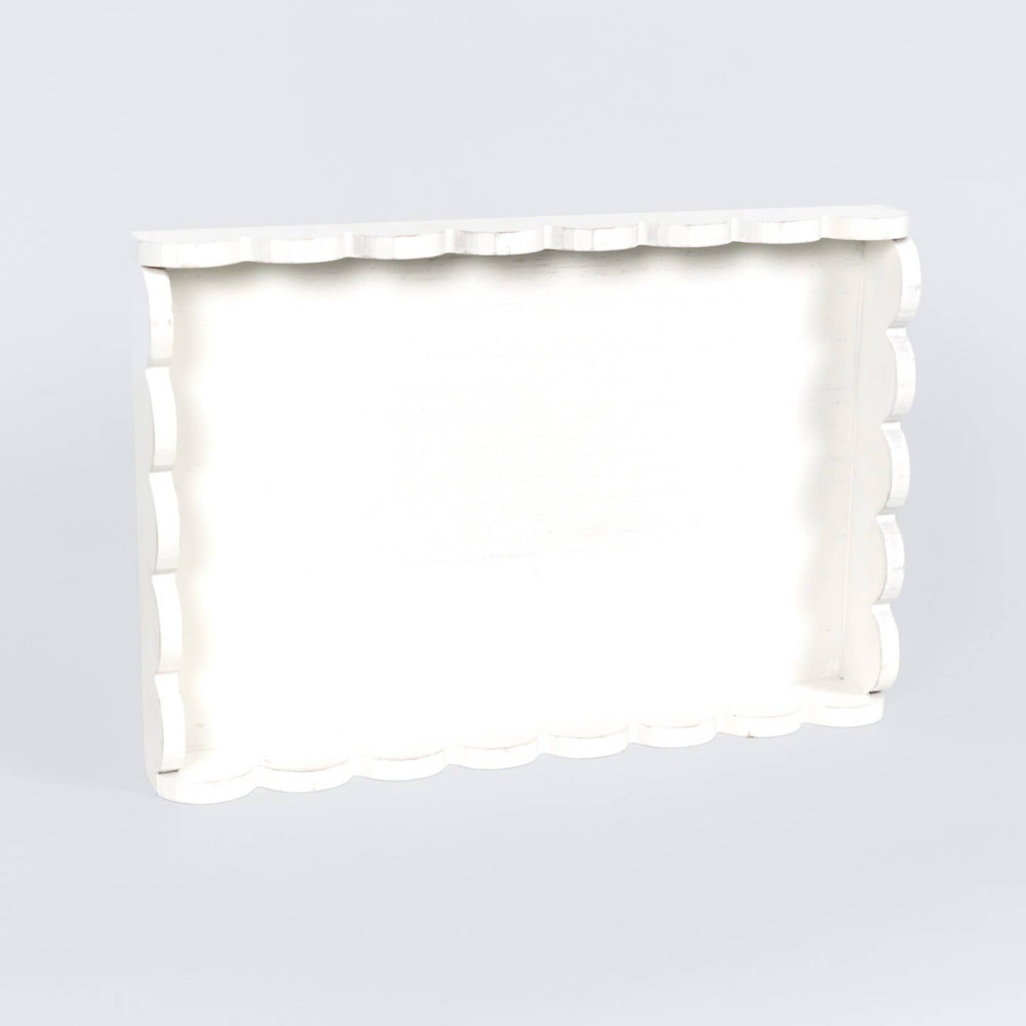 Wood Scallop Tray - White