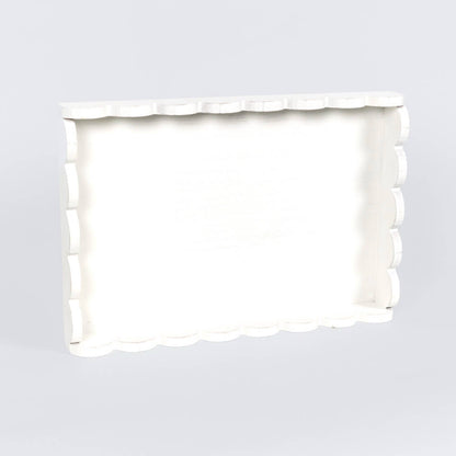 Wood Scallop Tray - White