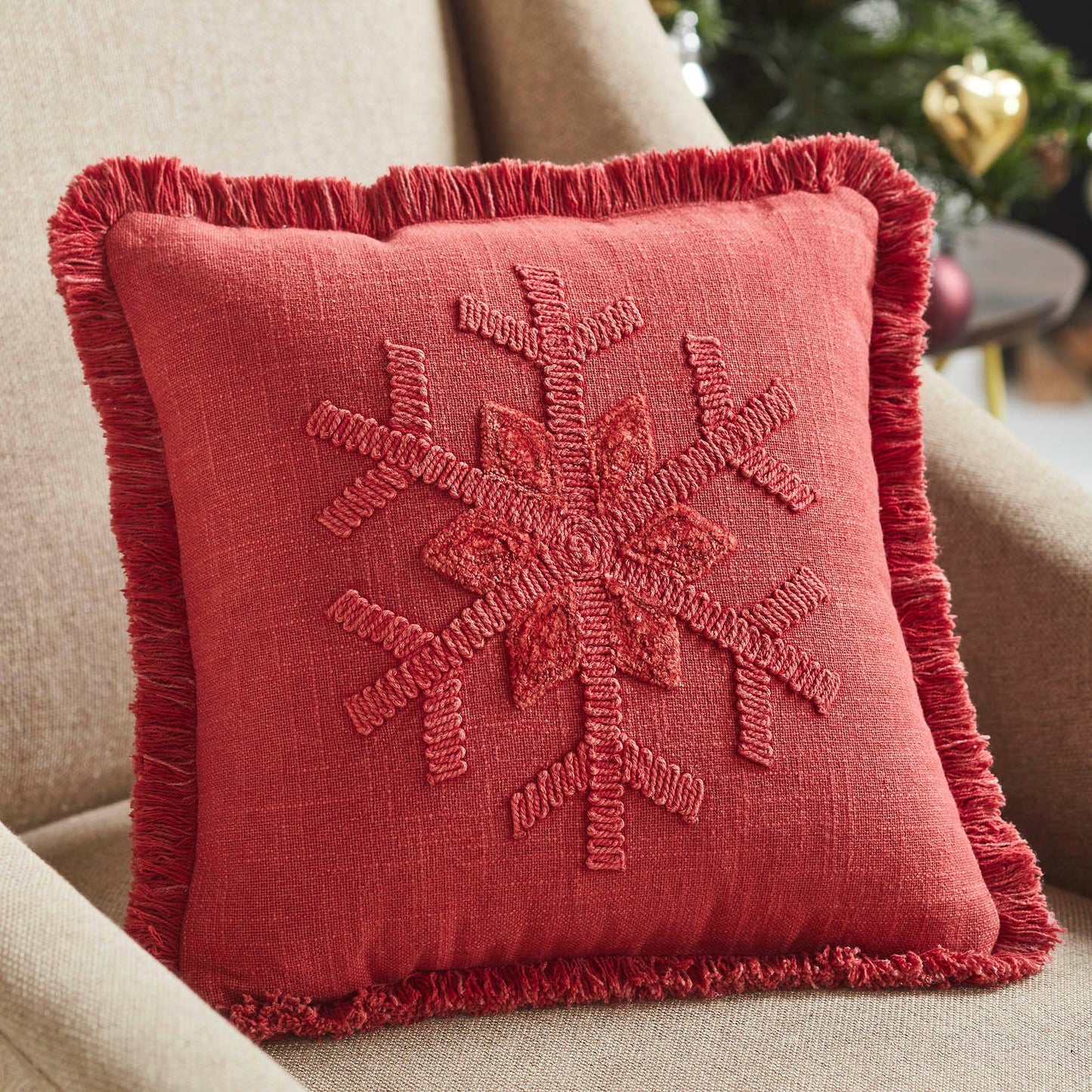 Red Snowflake Pillow