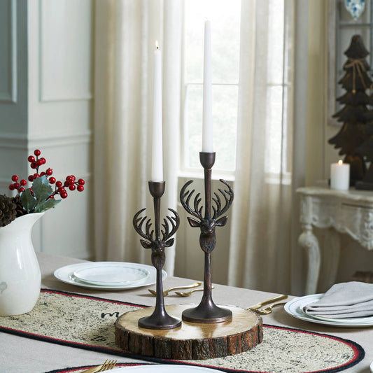 Rustic Stag Candlestick Holders