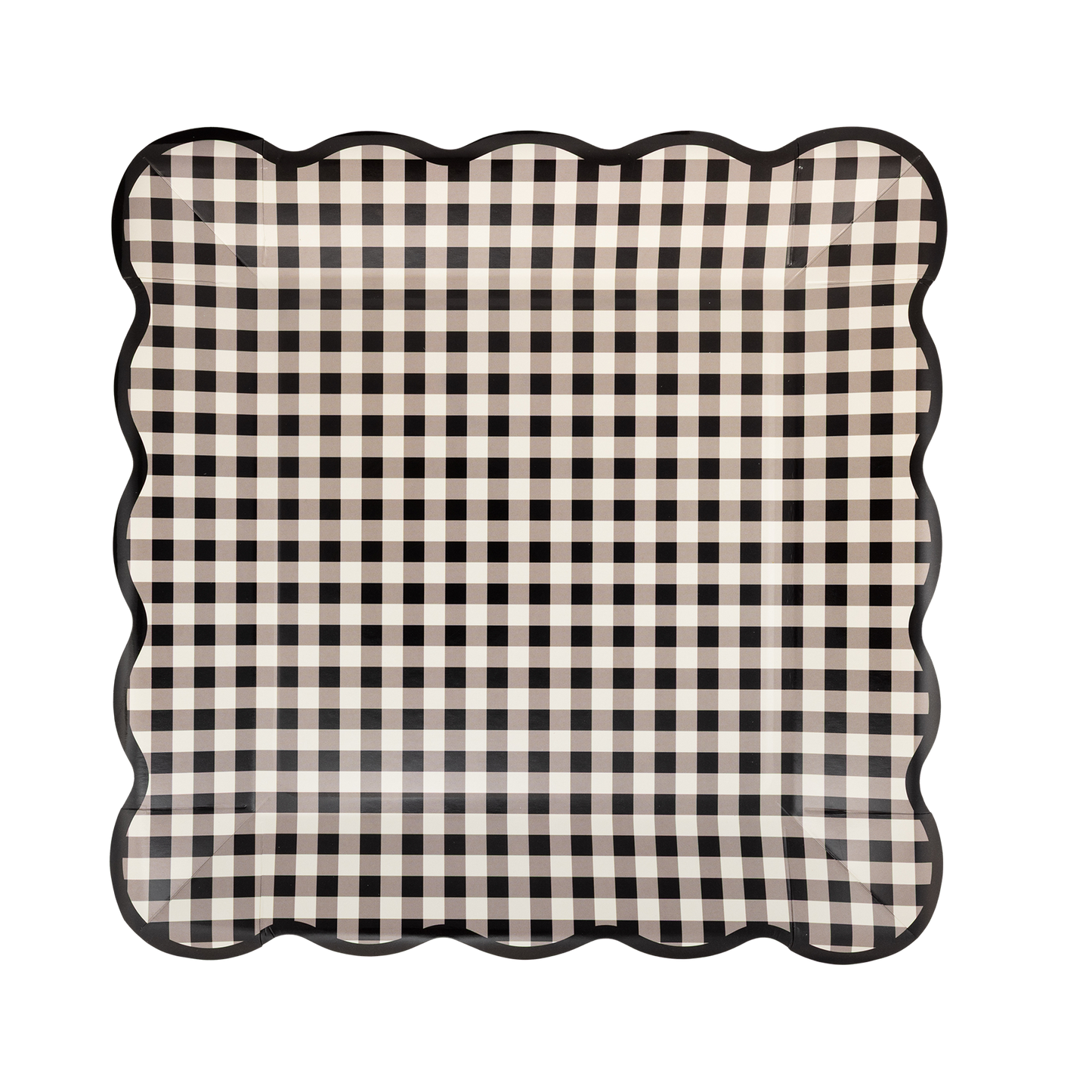 Black Gingham 10" Square Paper Plates