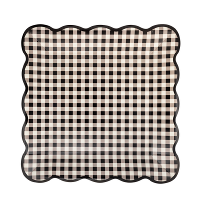 Black Gingham 10" Square Paper Plates