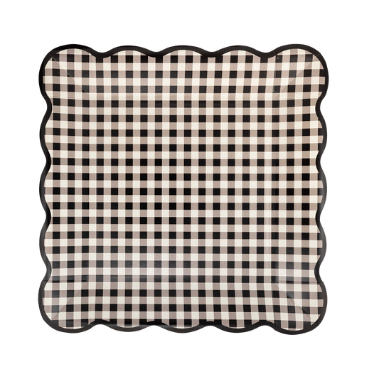 Black Gingham 10" Square Paper Plates