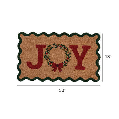 Scalloped JOY Wreath Doormat