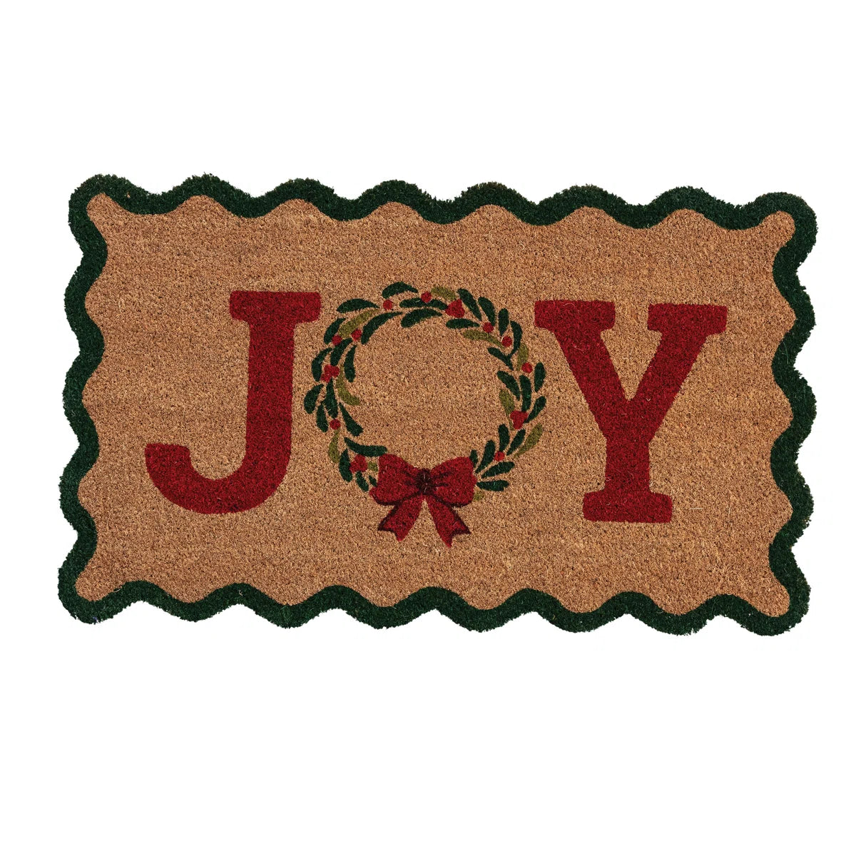 Scalloped JOY Wreath Doormat