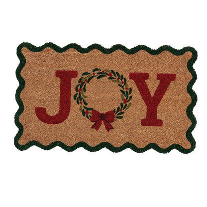 Scalloped JOY Wreath Doormat