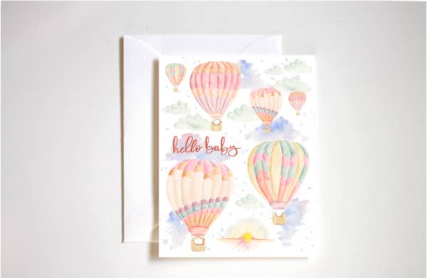 Up, Up & Away Hello Baby Card