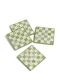 Green Check Coasters - Set of 4