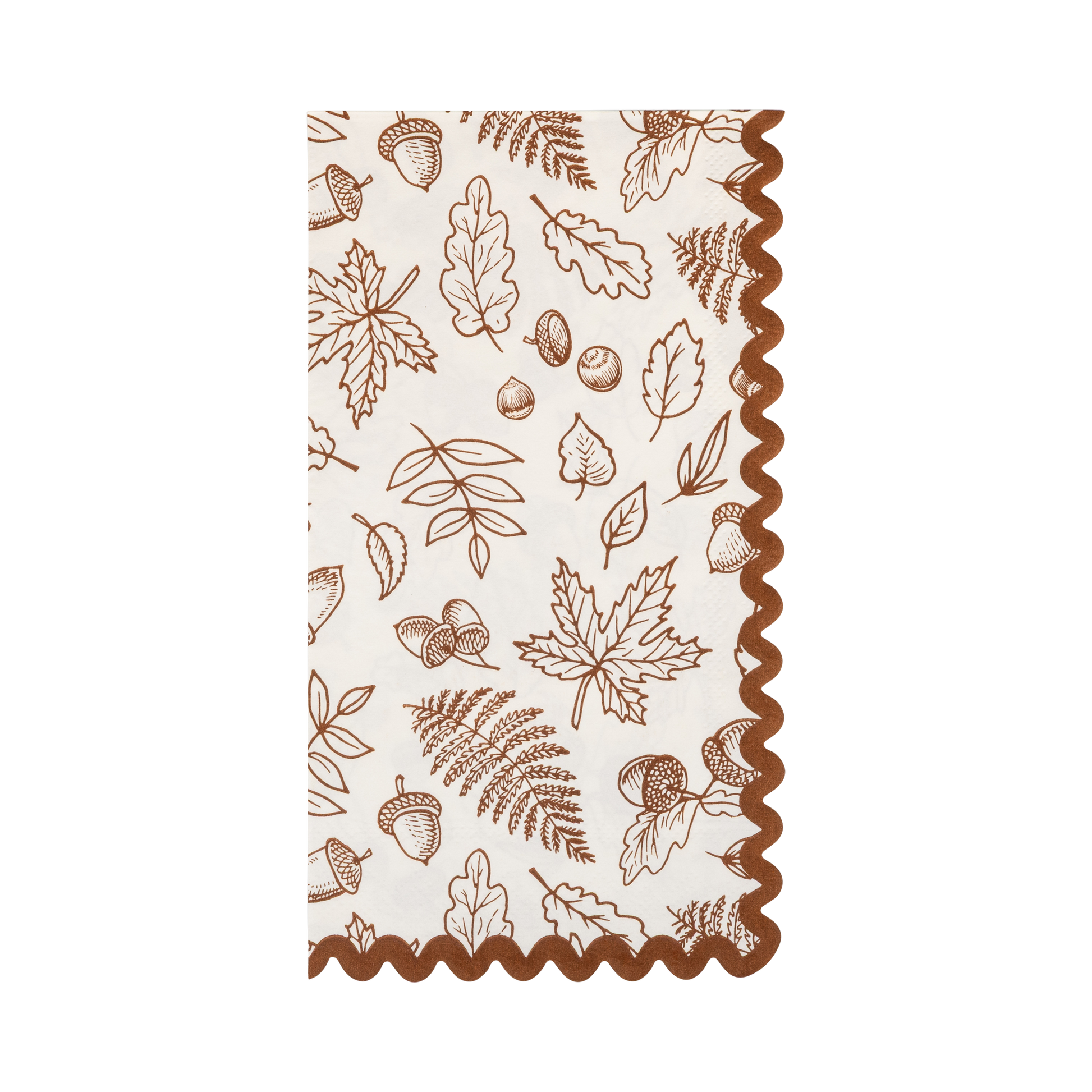 Decorative dinner paper nakins with autumn leaf  fall foliage pattern on a white background