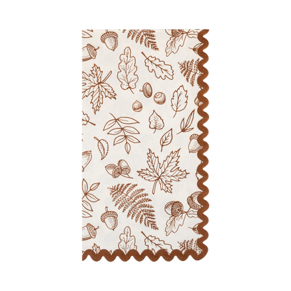 Decorative dinner paper nakins with autumn leaf  fall foliage pattern on a white background