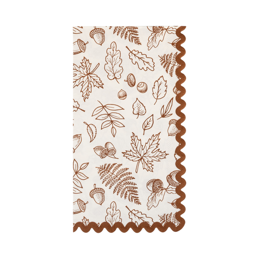 Decorative dinner paper nakins with autumn leaf  fall foliage pattern on a white background