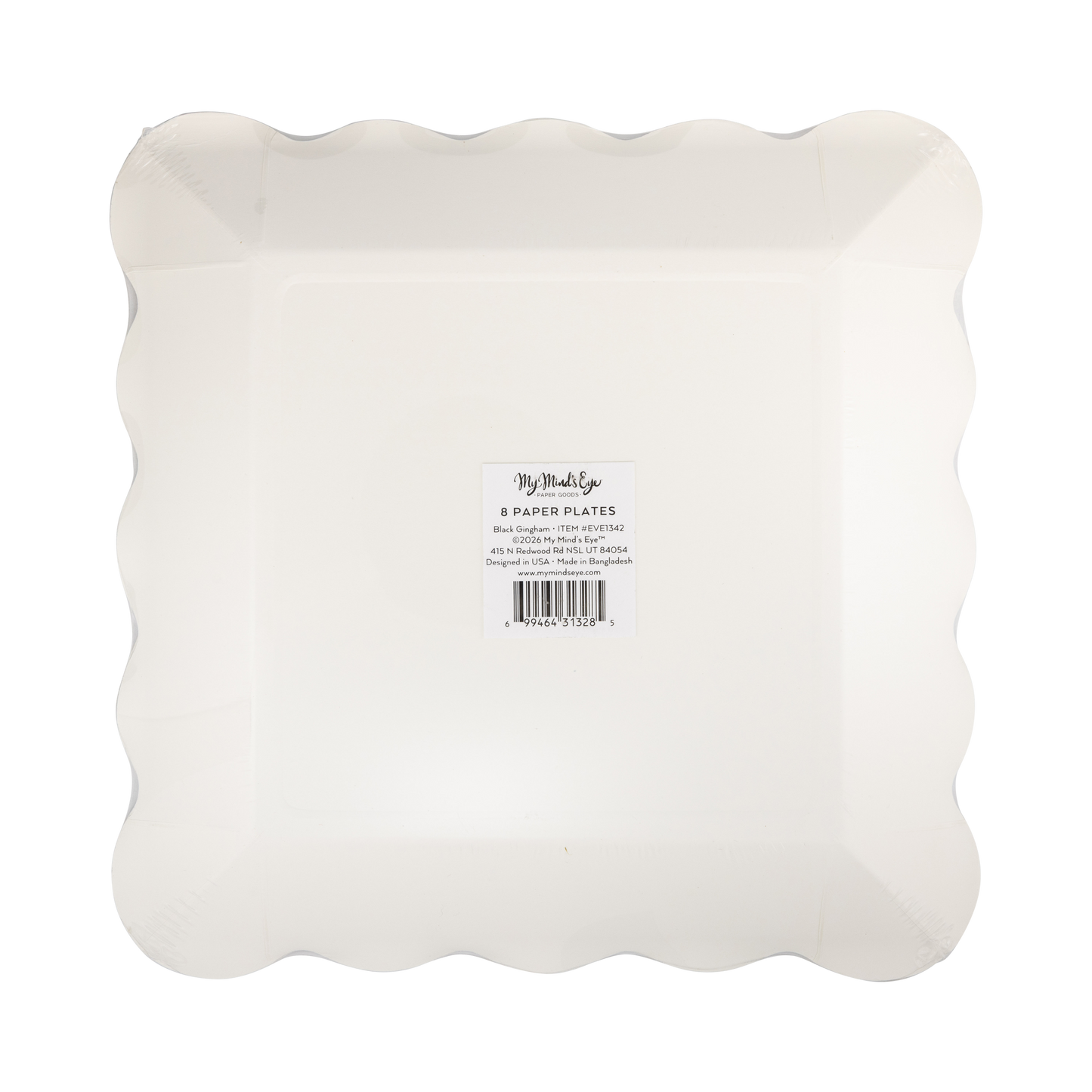 Black Gingham 10" Square Paper Plates