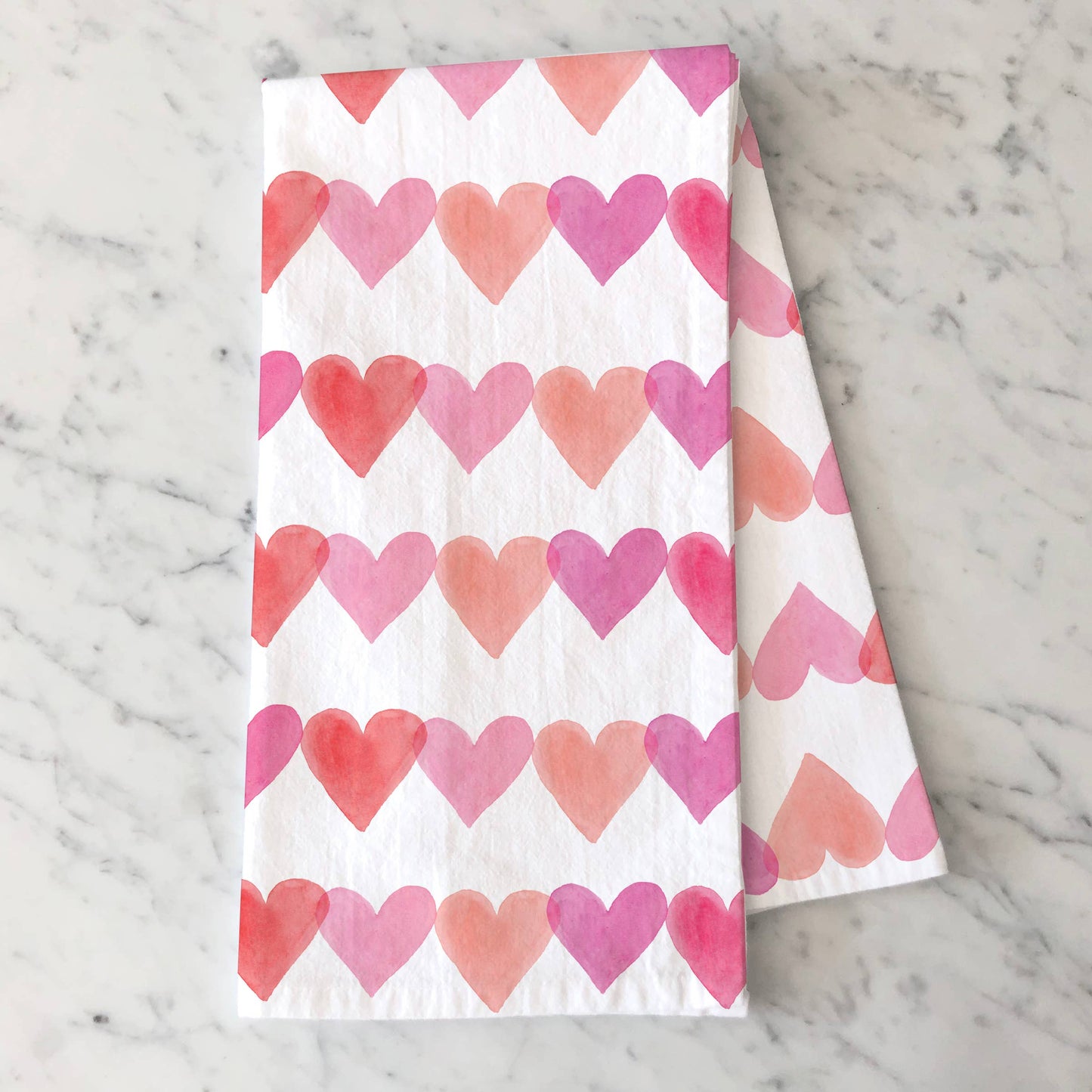 Pink Hearts Tea Towel