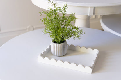 Wood Scallop Tray - White