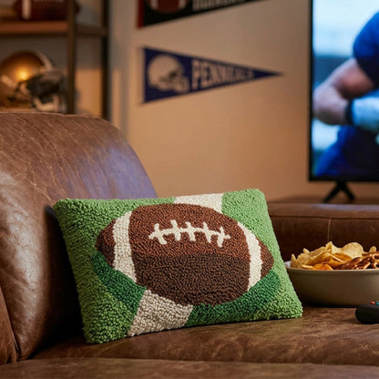 Football On A Field Pillow