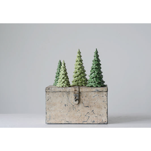 Green Stoneware Christmas Tree Table Accents