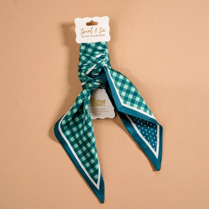 Gingham Green Twirl & Tie Scarf
