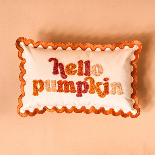 Scalloped Hello Pumpkin Pillow