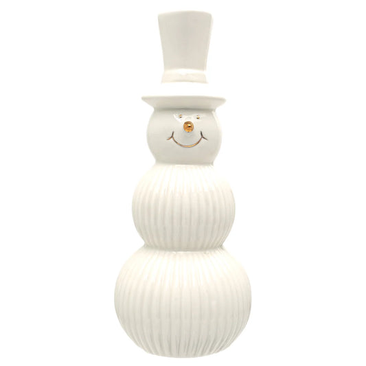 White & Gold Ceramic Snowman Figurine