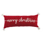 Embroidered Merry Christmas Cotton Lumbar Pillow with Tassels