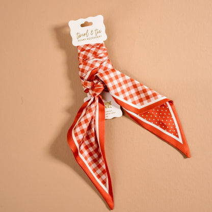 Gingham Orange Twirl & Tie Scarf
