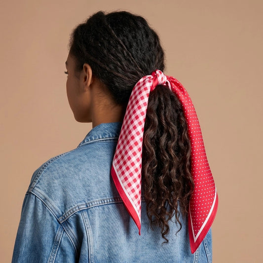 Gingham Red Twirl & Tie Scarf