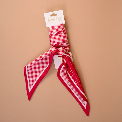 Gingham Red Twirl & Tie Scarf