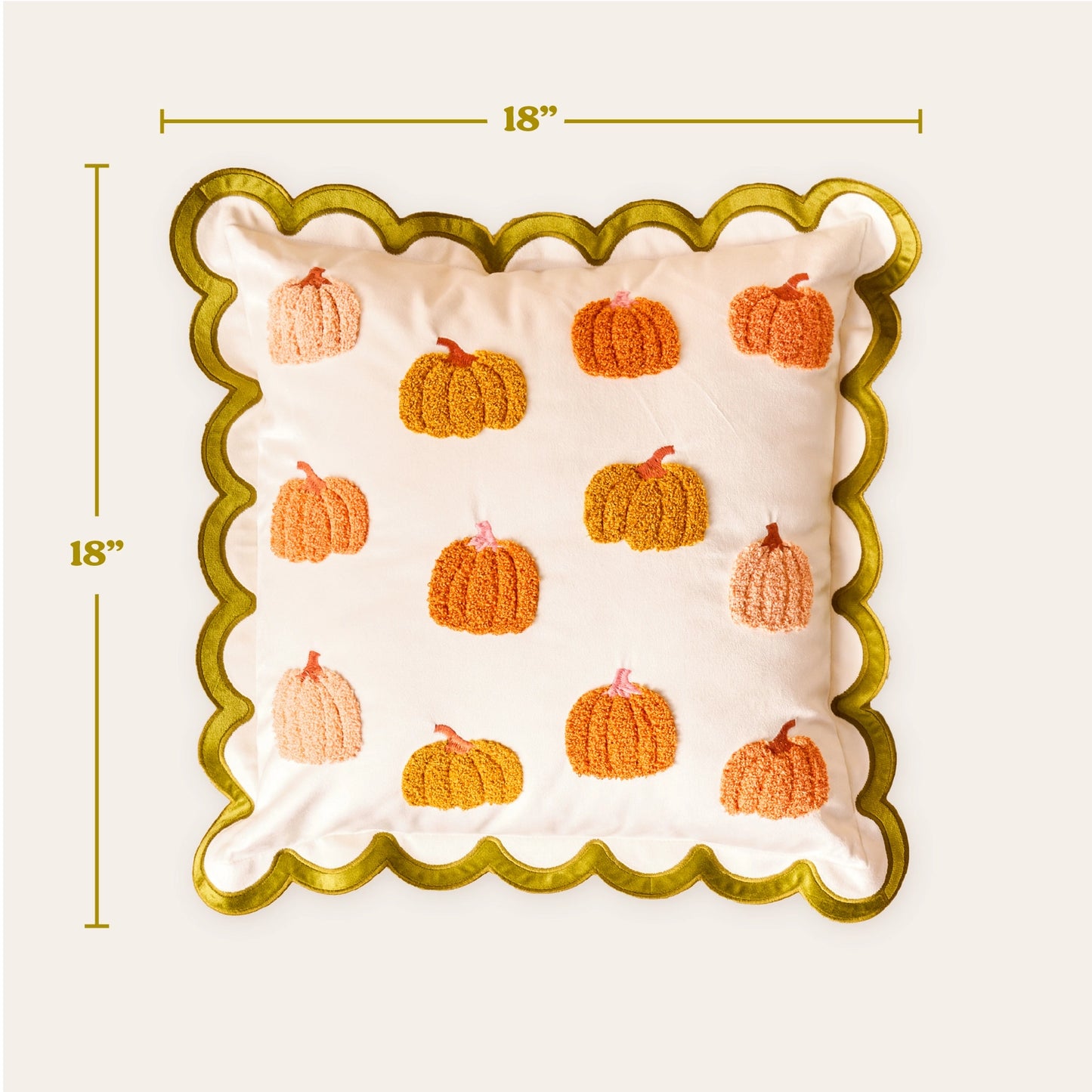 Scalloped Pumpkin Patch Throw Pillow