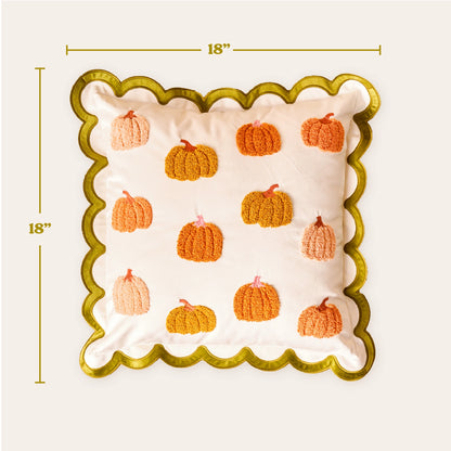 Scalloped Pumpkin Patch Throw Pillow