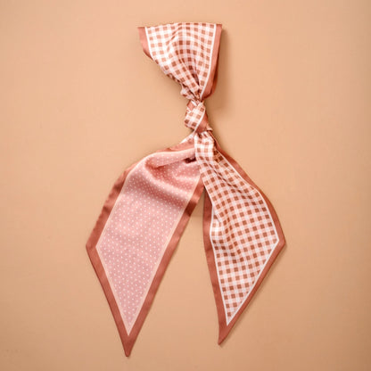 Gingham Tan Twirl & Tie Scarf