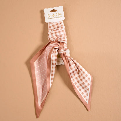 Gingham Tan Twirl & Tie Scarf