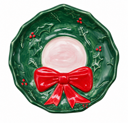 Hand-Painted Stoneware Holiday Icon Shaped Dishes
