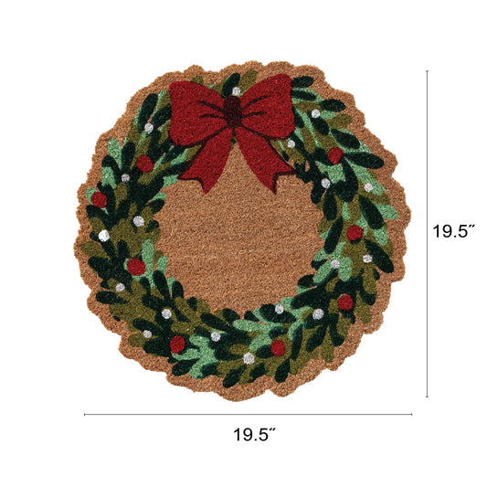 Christmas Wreath with Bow Doormat